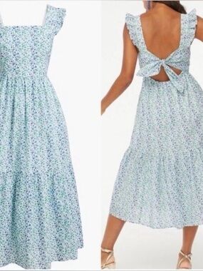 J.Crew blue and green floral backless sundress